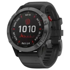 Умные часы Garmin Fenix 6 Pro Solar серый с черным ремешком