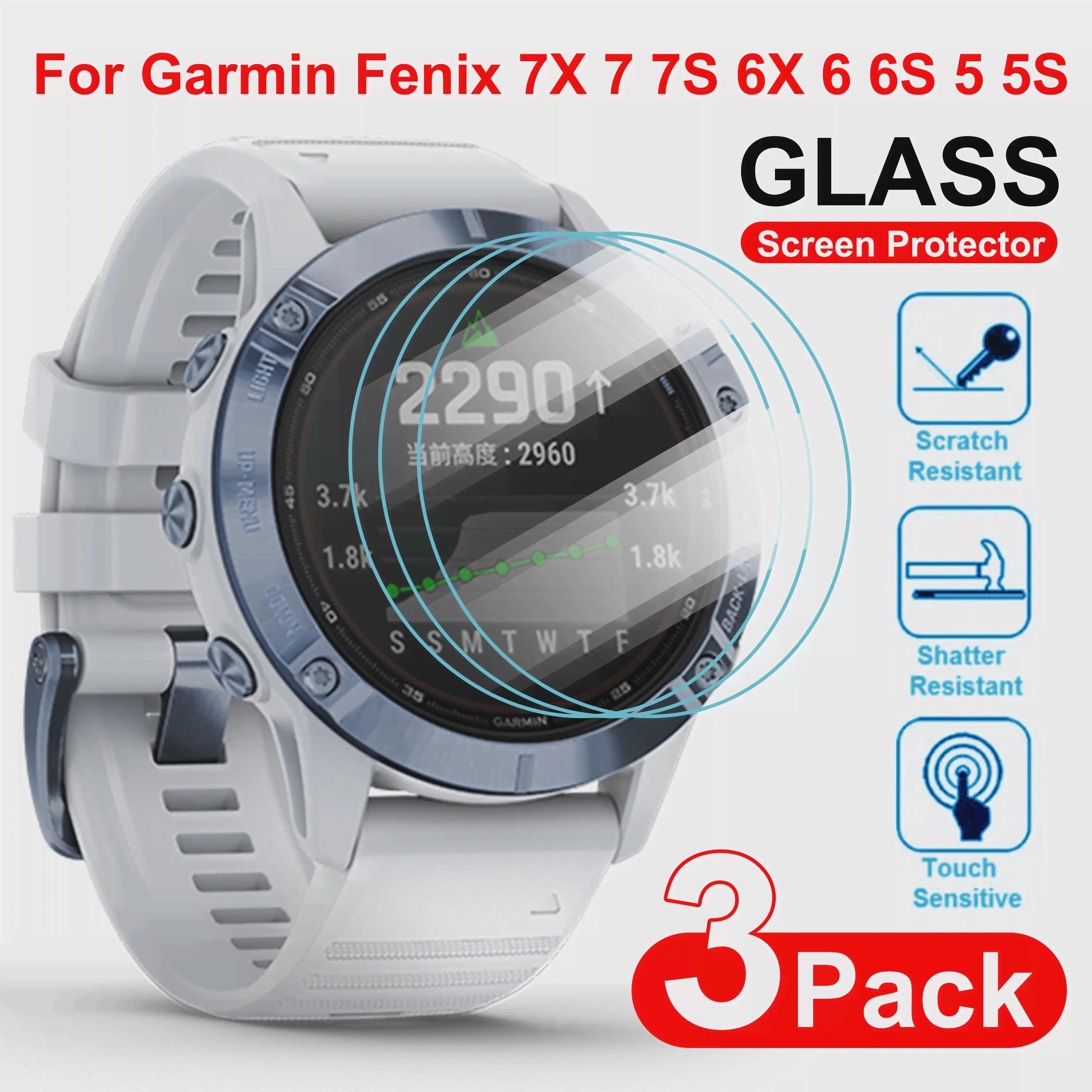 3 Упаковки Пленки из закаленного Стекла для Смарт-часов Garmin Fenix 7X7 7S Защитная Пленка для экрана для Fenix 6 6X Pro 6S 5 5S 5 Plus Glass-0