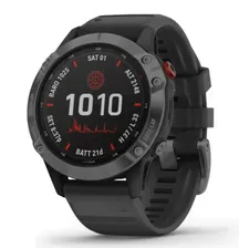 Часы Garmin FENIX 6 Pro Solar серый с черным ремешком